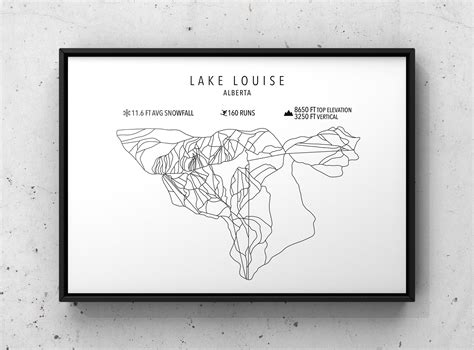 Lake Louise Ski Map Physical Print lake Louise Alberta ski Art custom ...