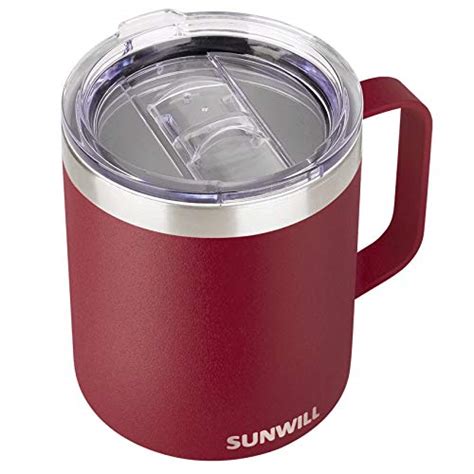 SUNWILL 14 oz Coffee Mug, Vacuum Insulated Camping Mug with Lid, Double ...