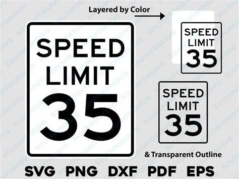 Speed Limit 35 Sign Logo Symbol Svg Png Dxf Eps Pdf Layered by Color ...