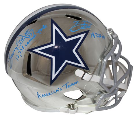 Emmitt Smith/Tony Dorsett Signed Dallas Cowboys Chrome Replica Helmet ...