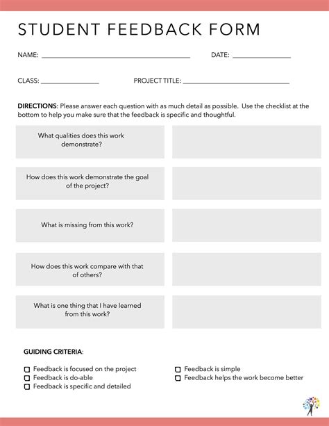 A New Twist on Feedback Forms | Feedback for students, Evaluation form, Word template