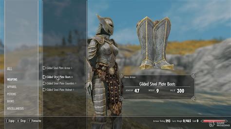 Gilded Steel Plate Armor for TES V: Skyrim