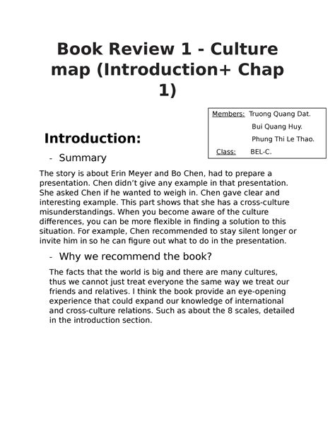 Book-Review-1-Culture-map-Introduction -Chap-1 - Book Review 1 - Culture map (Introduction+ Chap ...