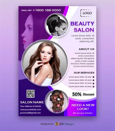 Free Beauty Salon Flyer Template is a good looking, modern, free flyer design, best suite for ...