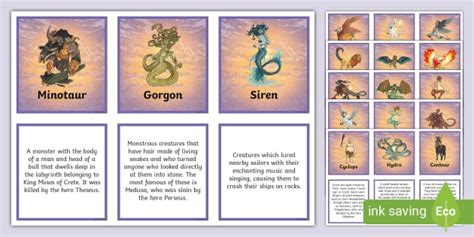 Ancient Greek Mythological Creatures Matching Cards | Twinkl