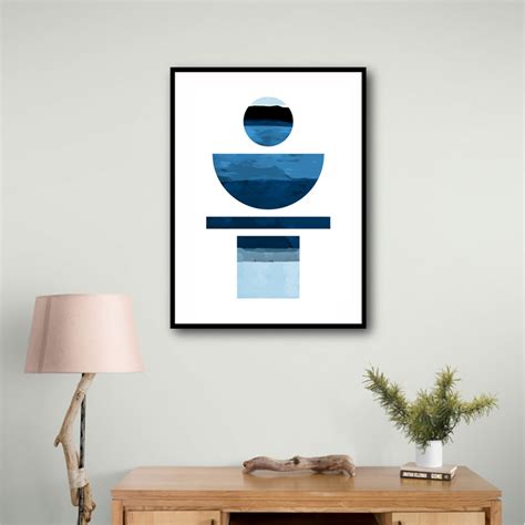 Abstract Shapes In Blue Wall Art