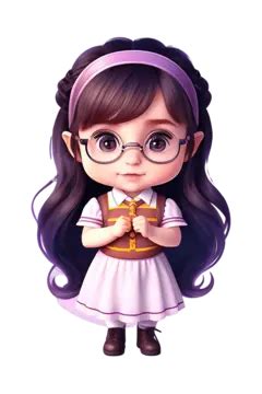 Cute Baby Girl With Adorable Chibi Look And Fluffy Logo Design, Cute ...