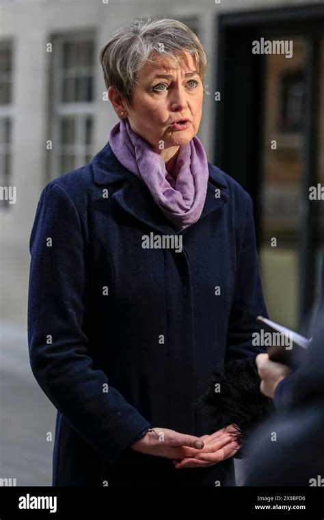 Yvette Cooper, MP, Shadow Home Secretary, Labour Party, speaking to press, London, UK Stock ...