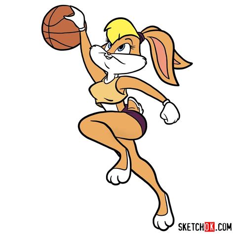 How to draw Lola Bunny playing basketball - Step by step drawing tutorials | Bunny drawing ...