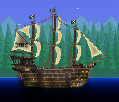 I built a pirate ship today, feedback/suggestions are very welcome : r/Terraria