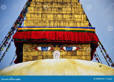 Buddha Eyes or Wisdom Eyes at Swayambhunath Temple or Monkey Temple Stock Image - Image of ...