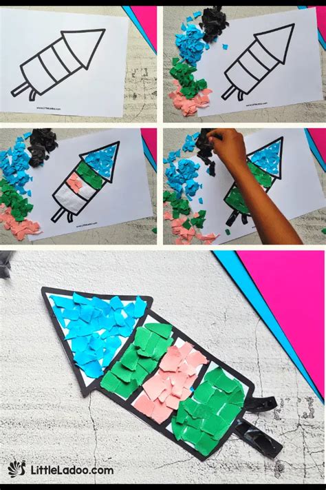 Torn Paper Rocket Firework Craft {Free Template}