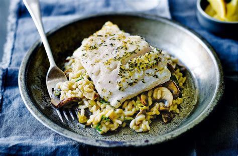 Hake with mushroom risotto | Tesco Real Food Hake Recipes, Risotto Recipes, Fish Recipes ...