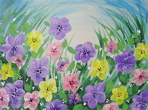 Simple Acrylic painting of Spring flowers tutorial | Spring painting, Flower painting on canvas ...