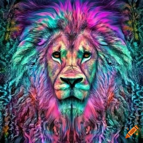 Psychedelic lion artwork