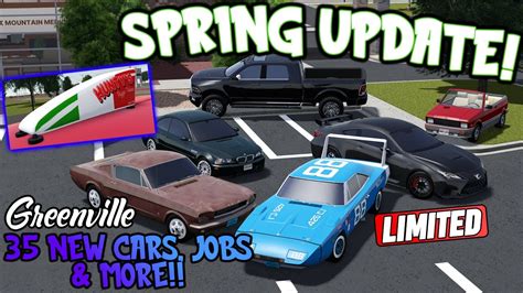 HUGE SPRING UPDATE!!! (35 NEW CARS, NEW JOBS, & MORE!!) || ROBLOX - Greenville - YouTube