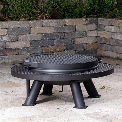 Texas Original Pits Spindletop 30-Inch Round Wood-Burning Fire Pit W/ Removable Grill Grate ...