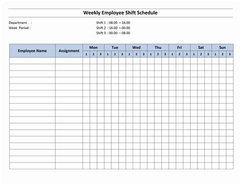 Free Monthly Work Schedule Template | Weekly Employee 8 Hour Shift ...