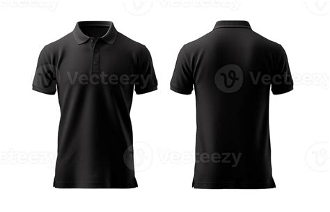 plain black polo shirt mockup design. front and rear view. isolated on ...