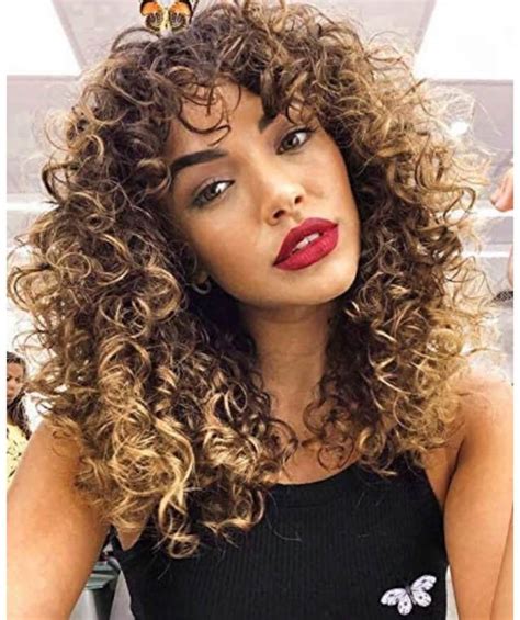 Afro curly Wigs Ombre Blonde Wig with Bangs Natural Looking | Etsy