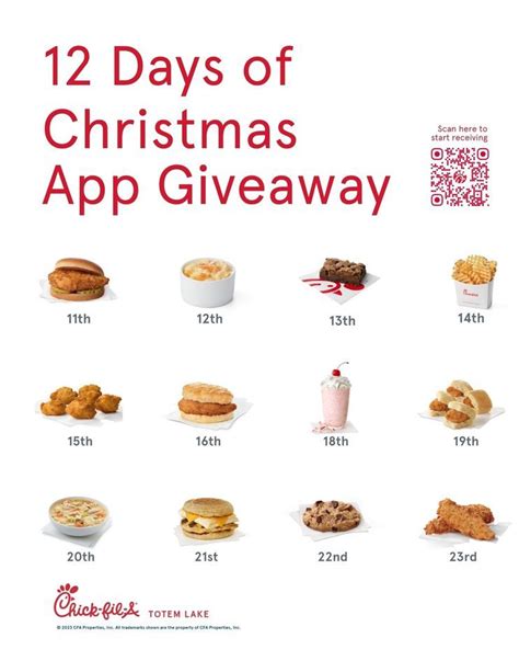 12 Days of Christmas Chick-fil-A App Giveaway, Chick-fil-A Totem Lake (12026 NE 124th St ...