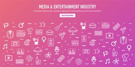 Media Entertainment Industry Outline Style Web Banner Design Stock ...