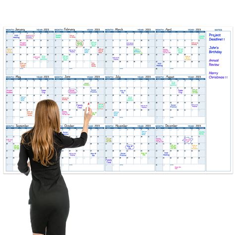 Large Dry Erase Calendar for Wall – Yearly Wall Calendar Dry Erase, 37 ...