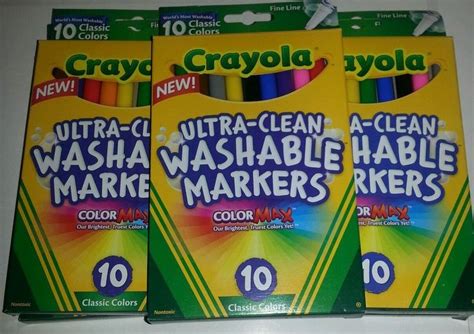 4 Packs of 10 Crayola Ultra Clean Washable Markers Fine Line Classic ...