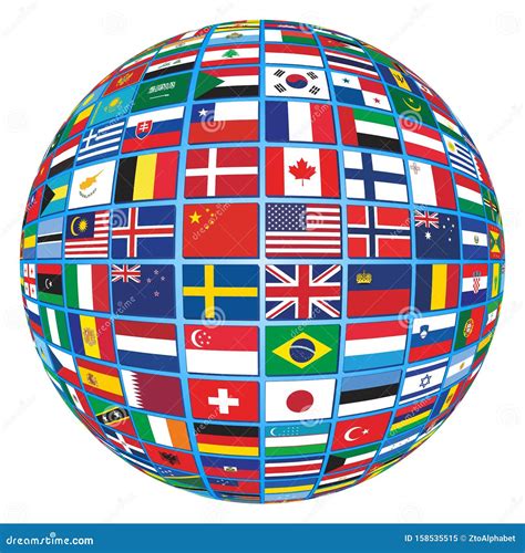 All World Country Flags Globe Stock Vector - Illustration of america ...