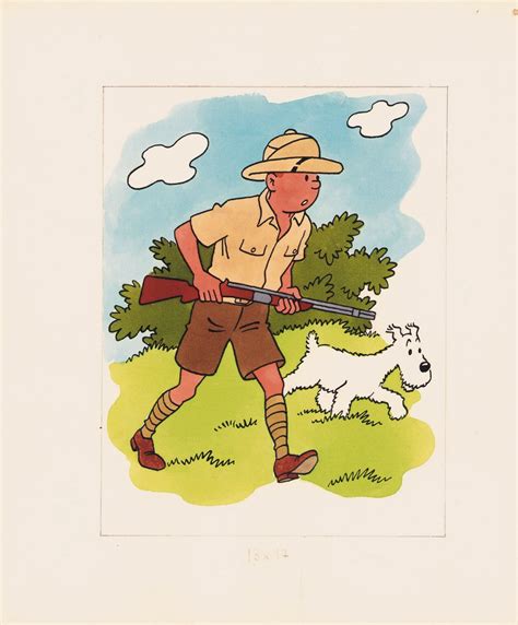 Tintin au Congo par Hergé - Illustration originale