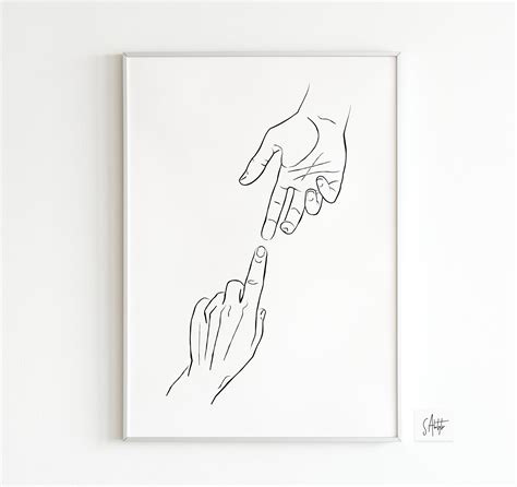 Fingers Touching Art Print Hands Connecting Drawing Hands - Etsy UK