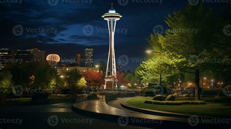 Night view of Space Needle. Generative AI 32977250 Stock Photo at Vecteezy