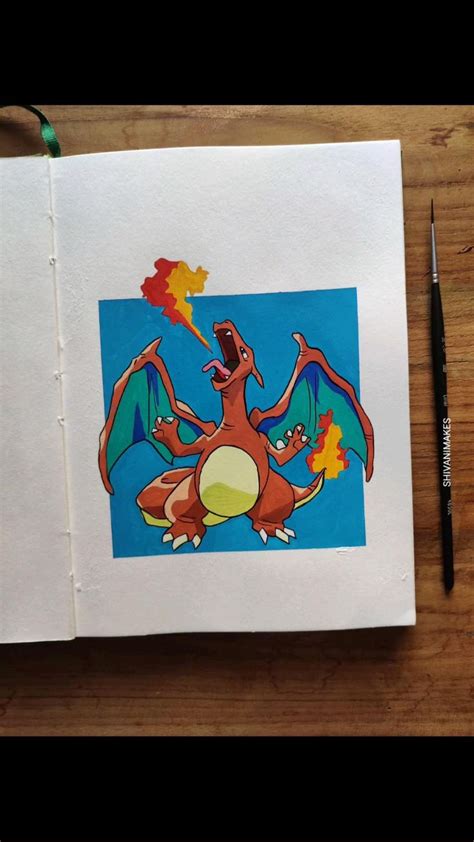 Charlizard. Pokemon. Cartoon network. Gouache artwork. Watercolor sketchbook tour. Art process ...