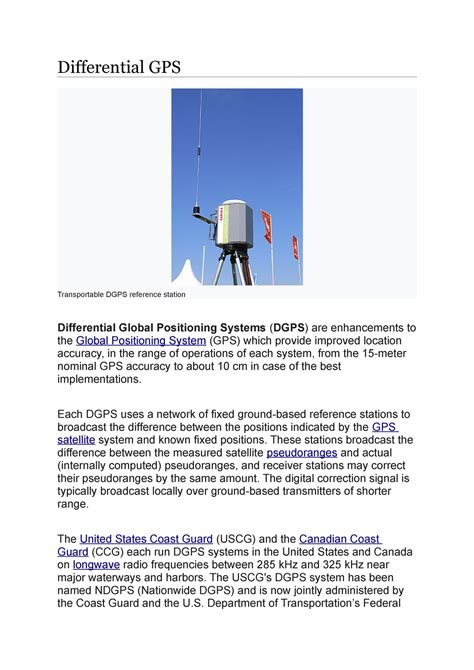 Differential GPS - Differential GPS Transportable DGPS reference ...