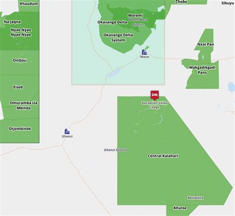 Map for Deception Valley Lodge - Central Kalahari Game Lodges