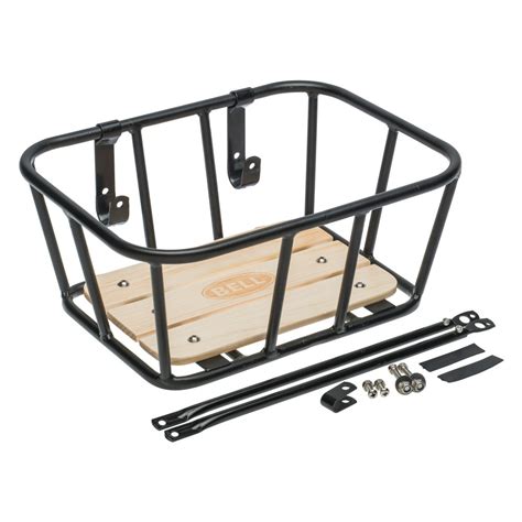 Bell Sports Tote 900 Front Metal Bicycle Basket with Wood Base, Black ...