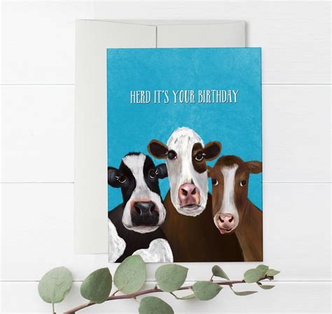 Herd It's Your Birthday Funny Cow Card | Cool birthday cards, Birthday ...