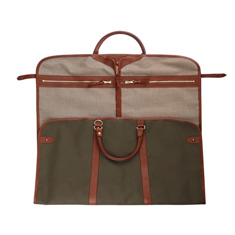 Frank Clegg - Green Canvas Chestnut Leather Garment Bag | Baltzar