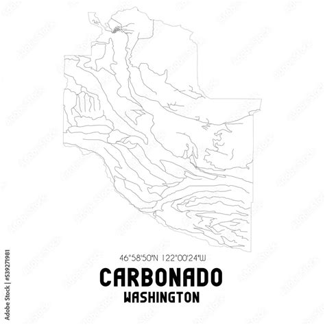 Carbonado Washington. US street map with black and white lines. Stock Illustration | Adobe Stock