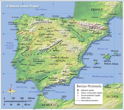 Spain topographic map - Map of Spain topographic (Southern Europe - Europe)