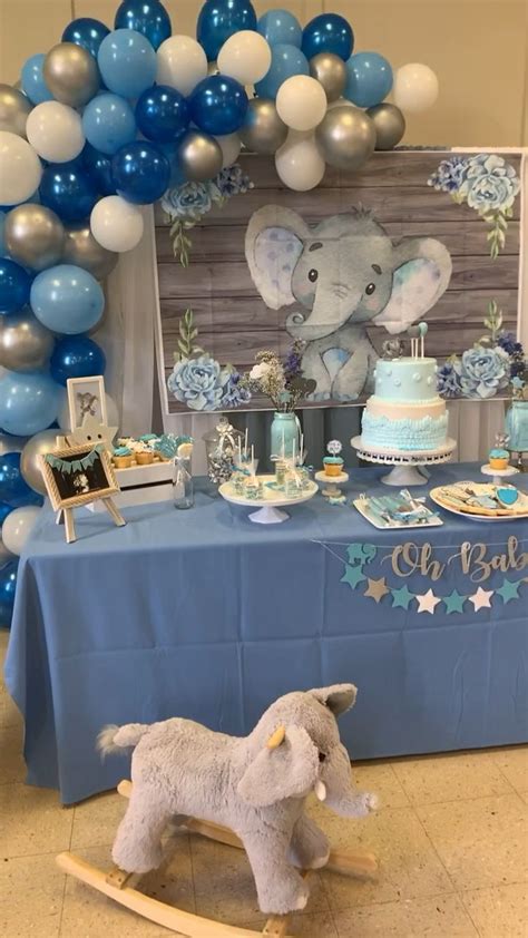 Elephant Themed Baby Shower [Video] | Boy baby shower centerpieces ...