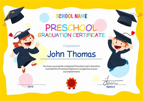 Editable Kindergarten Graduation Certificates Inspirational Preschool Graduation Certificate ...