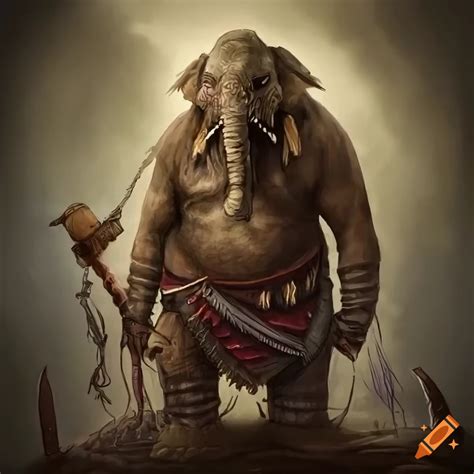 Detailed artwork of a loxodon warrior