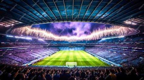 Premium AI Image | Night game at Santiago Bernabeu Stadium