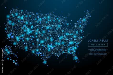 Abstract image of a USA map in the form of a starry sky or space ...