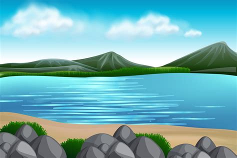 A nature lake view 300237 Vector Art at Vecteezy