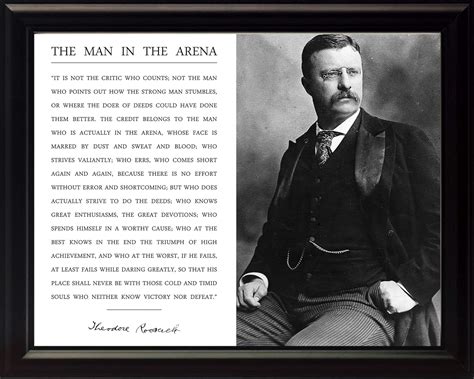 WeSellPhotos Theodore Teddy Roosevelt The Man in The Arena Quote 8x10 Framed Picture Black and ...