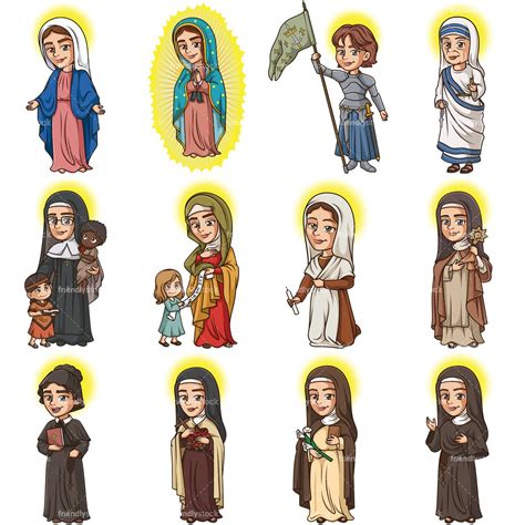 Female Christian Saints Clipart Vector Collection - FriendlyStock