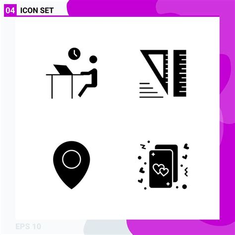 Solid Icon set Pack of 4 Glyph Icons isolated on White Background for Web Print and Mobile ...