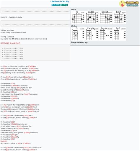 Hợp âm: I Believe I Can Fly - cảm âm, tab guitar, ukulele - lời bài hát ...